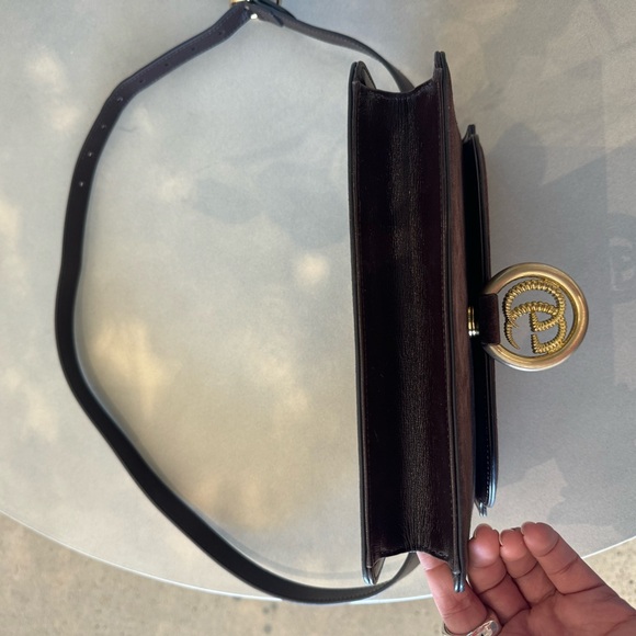 GUCCI Suede Small Torchon GG Ring Shoulder Bag Reflex Brown - Picture 3 of 10